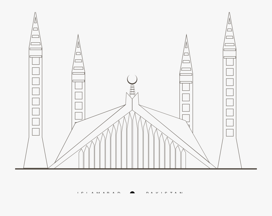 Shah Faisal Mosque Drawing, Transparent Clipart