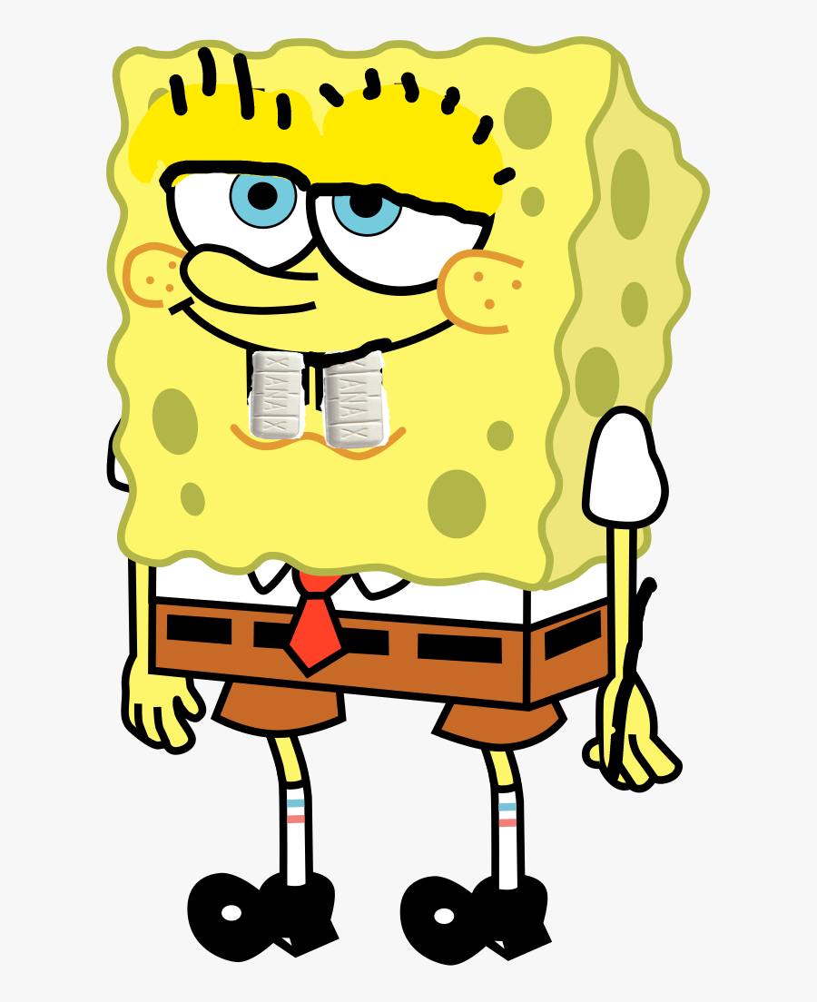 #spongebobwith Xanax Bars For Teeth - Spongebob Squarepants Cartoon Characters, Transparent Clipart