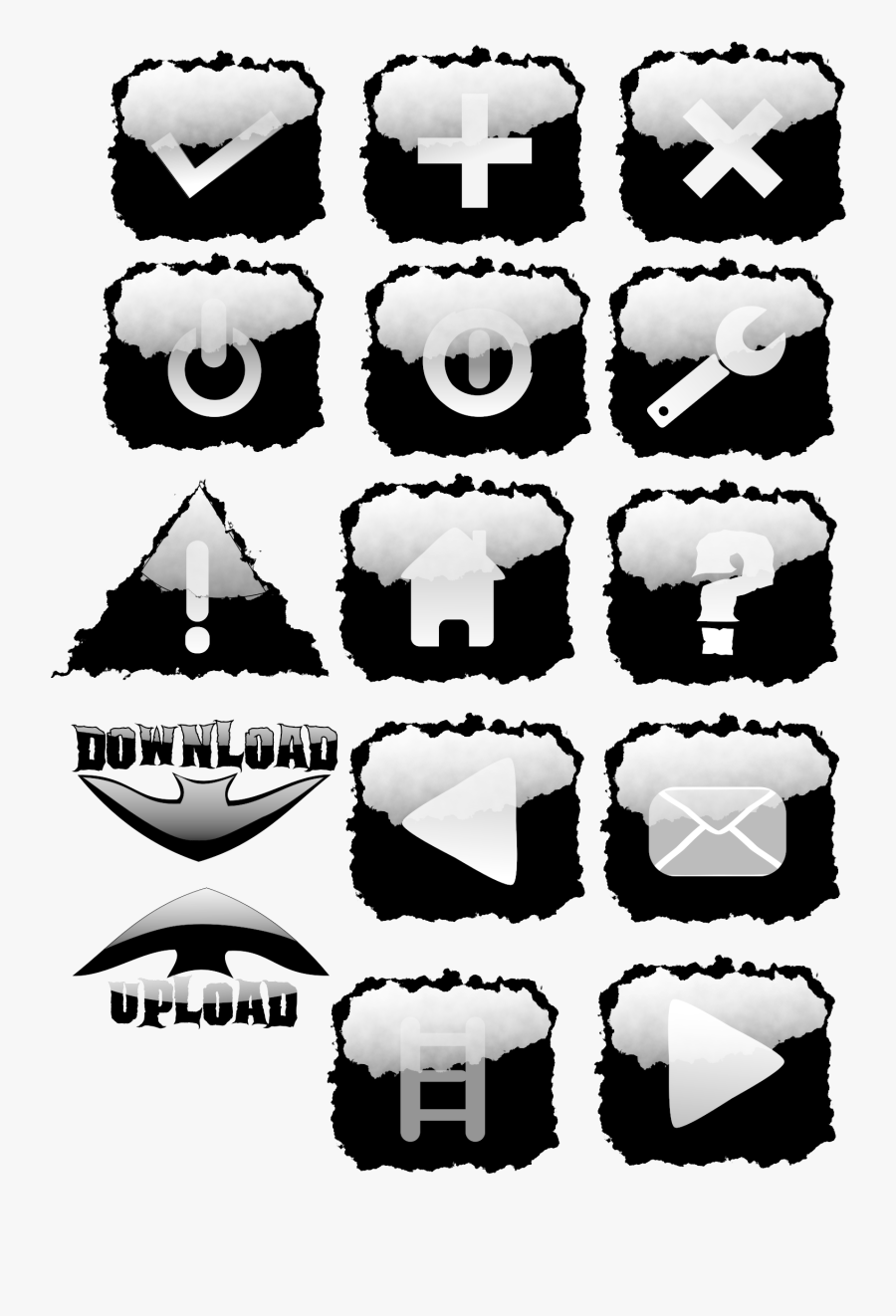 Black Torn Ed Buttons Clip Arts - Clip Art, Transparent Clipart