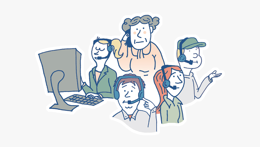 People Call Center Cartoon, Transparent Clipart