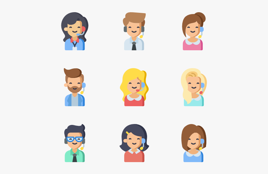 Call Center Avatars - Cartoon, Transparent Clipart