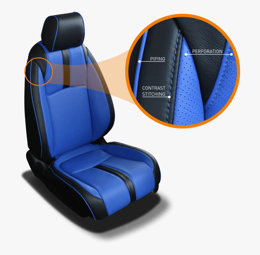 Katzkin Seat Stitching, Piping, And Perforation - Katzkin Blue Leather Seats, Transparent Clipart