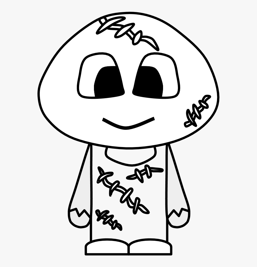 Zombie, Stitches, Big Eyes, Cartoon Person, Black And - Cartoon Person With Stitches, Transparent Clipart