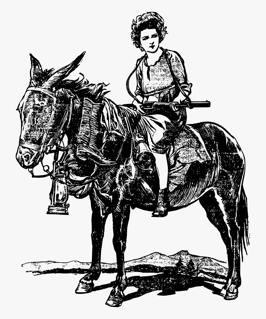Woman On A Horse With A Gun - Horse Woman Gun, Transparent Clipart