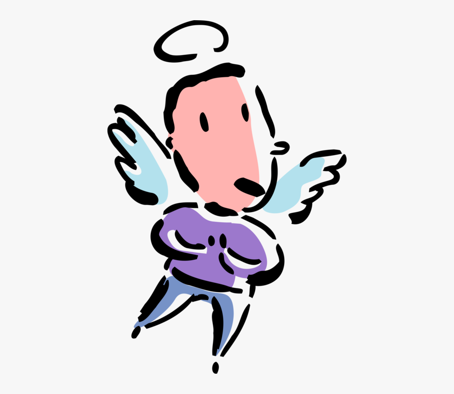 Vector Illustration Of Spiritual Angel Man With Wings, Transparent Clipart