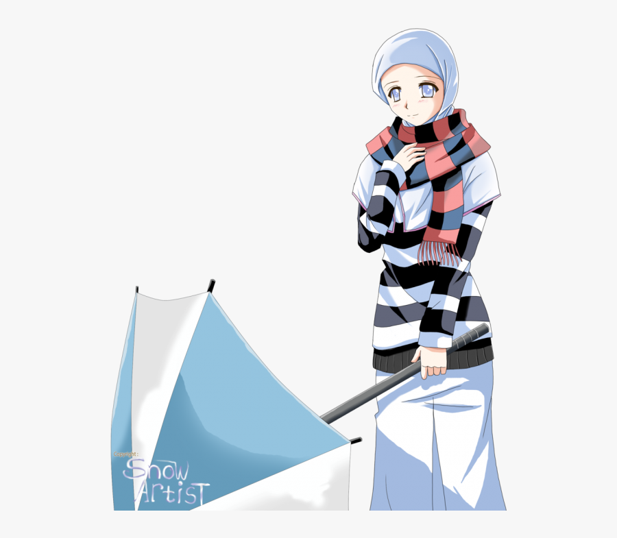 Hijab Image - Hijab Anime Girl With Umbrella, Transparent Clipart