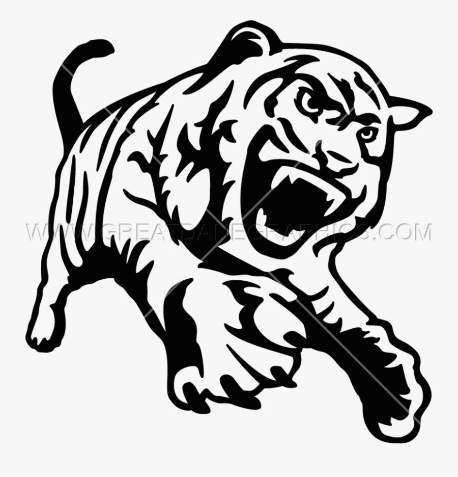 White Tiger Clipart Stencil Easy - Black And White Tiger Clipart, Transparent Clipart