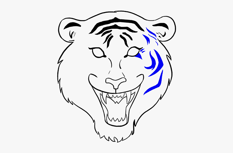 Drawn White Tiger Jungle Drawing - Tiger Face Drawing Easy, Transparent Clipart