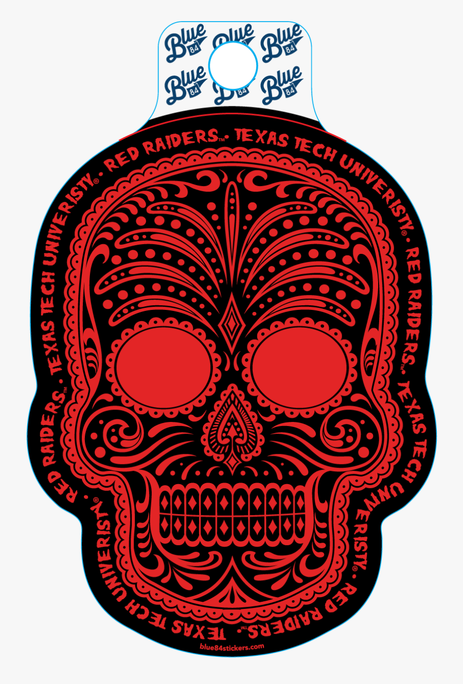 Image Of Decal Texas Tech Red Raider Skull"
 Style="cursor - Sugar Skull Maori, Transparent Clipart