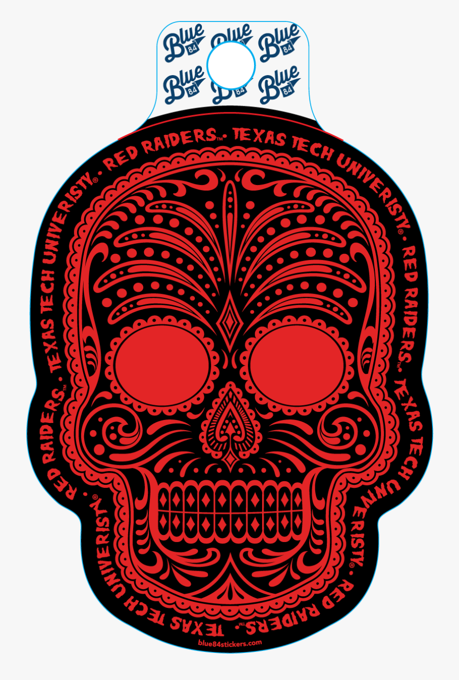 Image Of Decal Texas Tech Red Raider Skull"
 Style="cursor - Sugar Skull Maori, Transparent Clipart