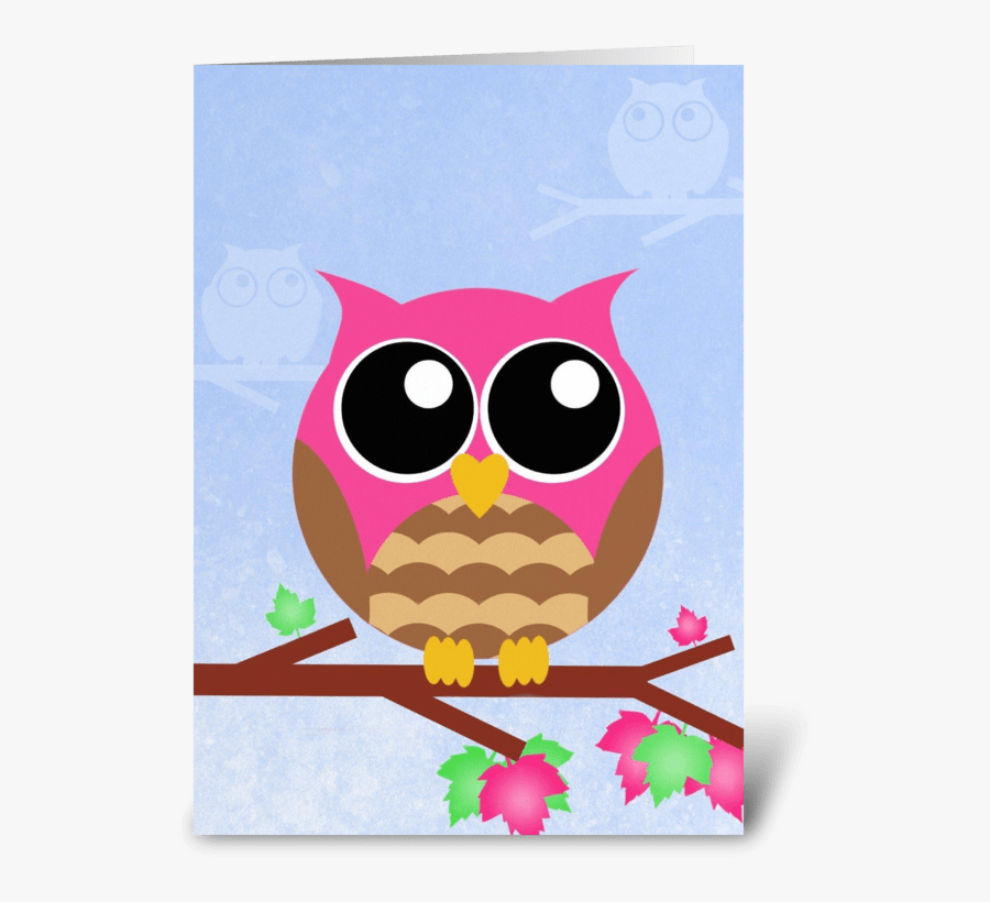 Pink Owl Greeting Card - Greeting Card, Transparent Clipart