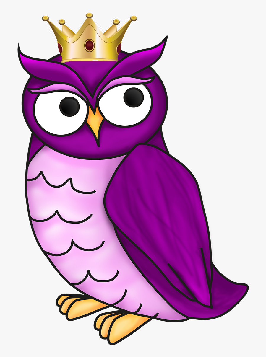 Transparent Pink Owl Png - Owl Wearing A Crown, Transparent Clipart