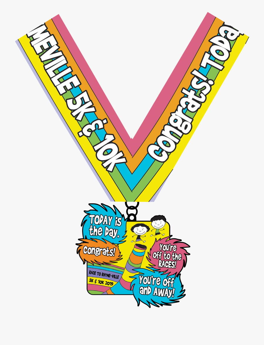 2019 Race To Rhyme-ville 5k & 10k San Antonio Clipart - Dr Seuss Race Medal, Transparent Clipart