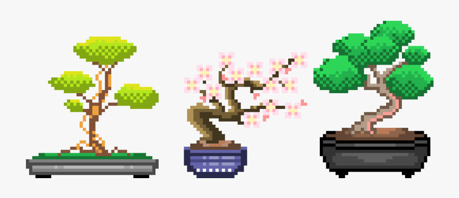 “ ✿ Bonsai Trees ✿ ” - Bonsai Tree Pixel Art, Transparent Clipart