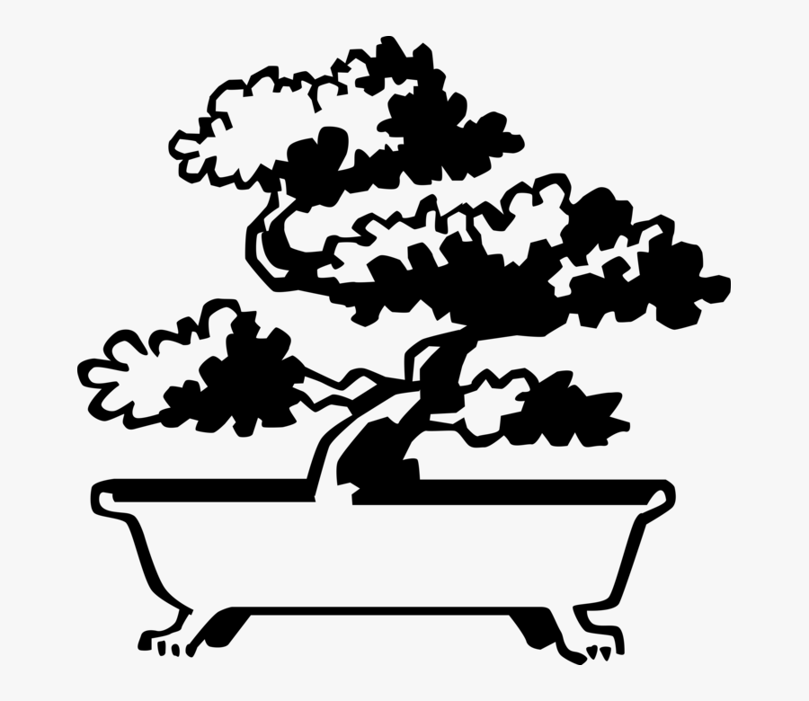 Vector Illustration Of Japanese Exotic Miniature Bonsai, Transparent Clipart