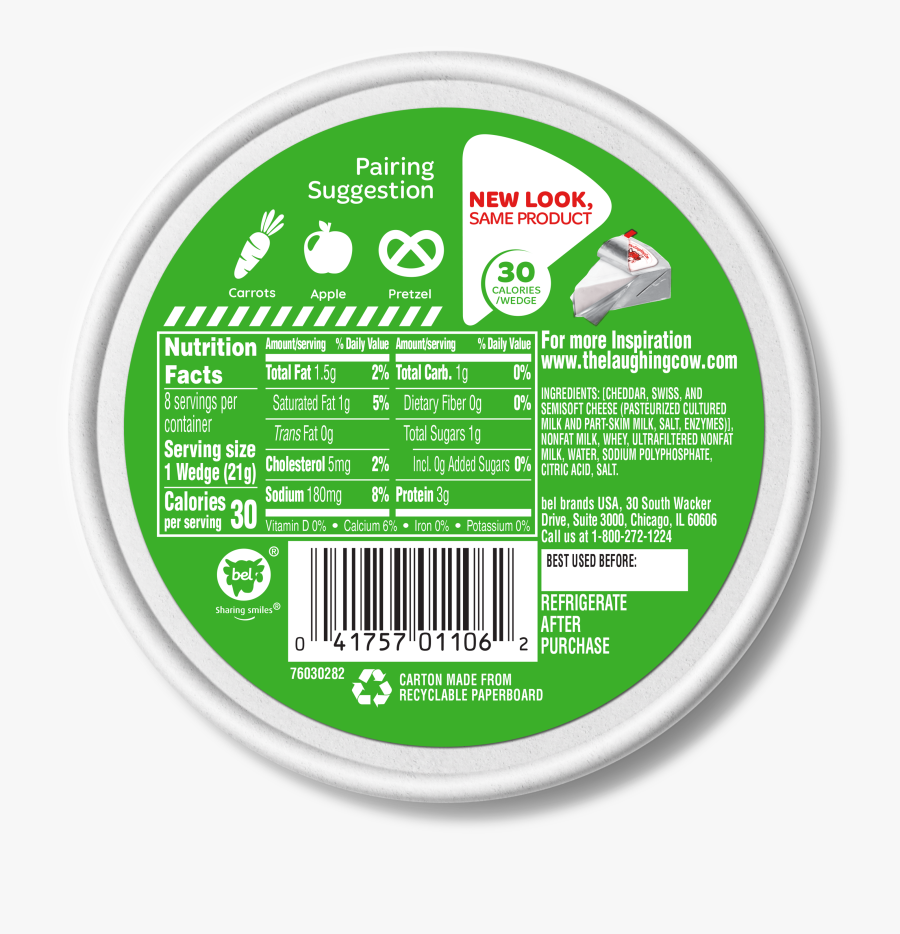 Laughing Cow Cheese Original Nutrition, Transparent Clipart