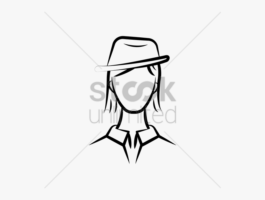 Young Woman Wearing A Hat Vector Image - Cartoon, Transparent Clipart
