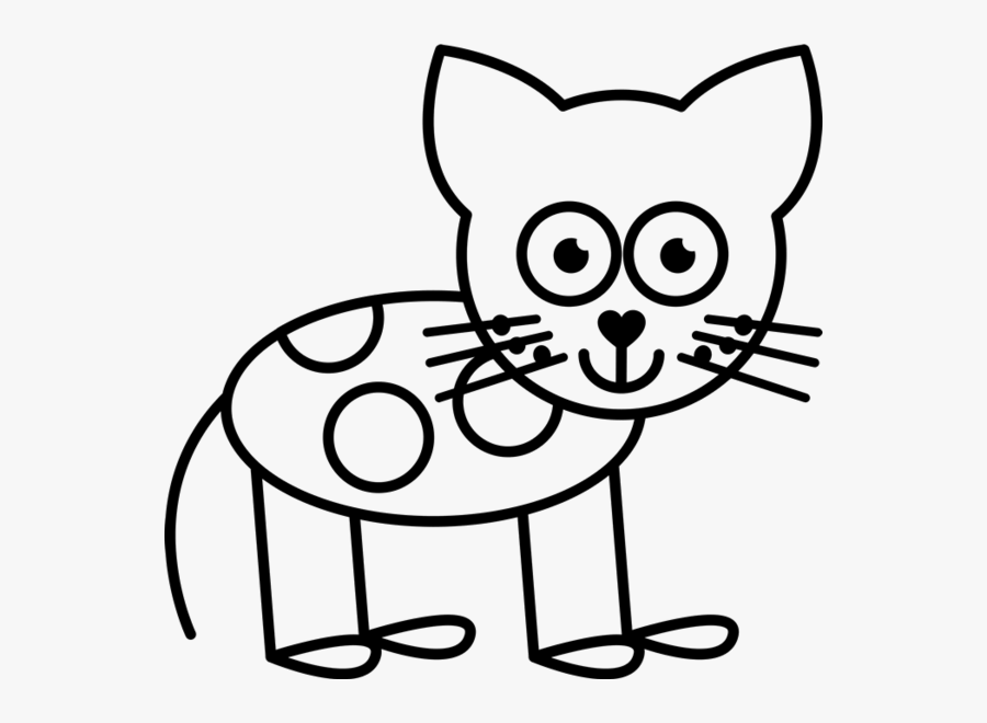 Cat With Spots Outline Rubber Stamp - Dog Stick Figure Png, Transparent Clipart