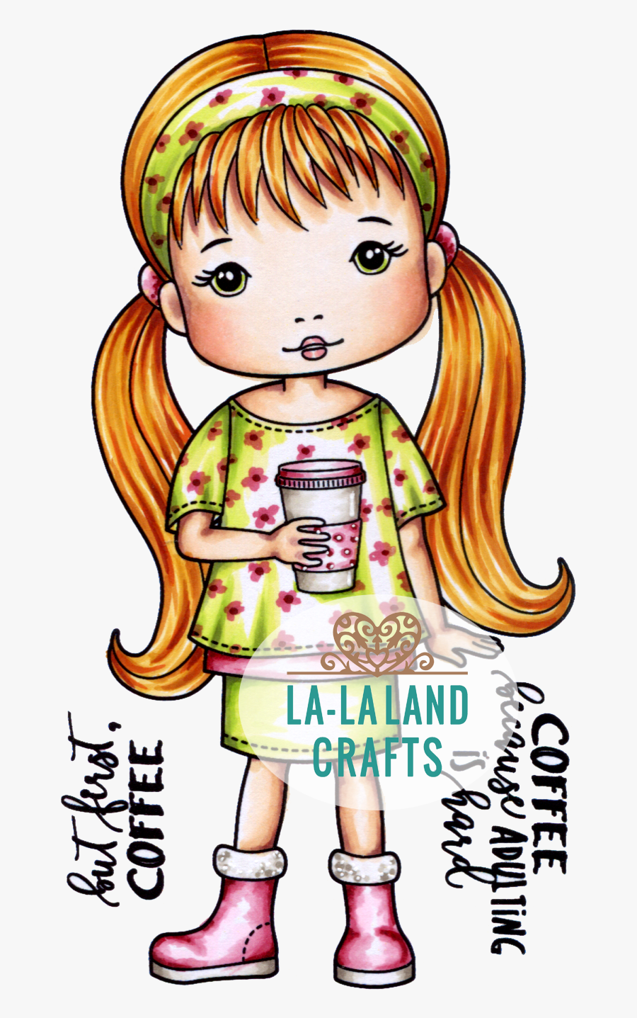 Molli With Coffee Rubber Stamp, Transparent Clipart