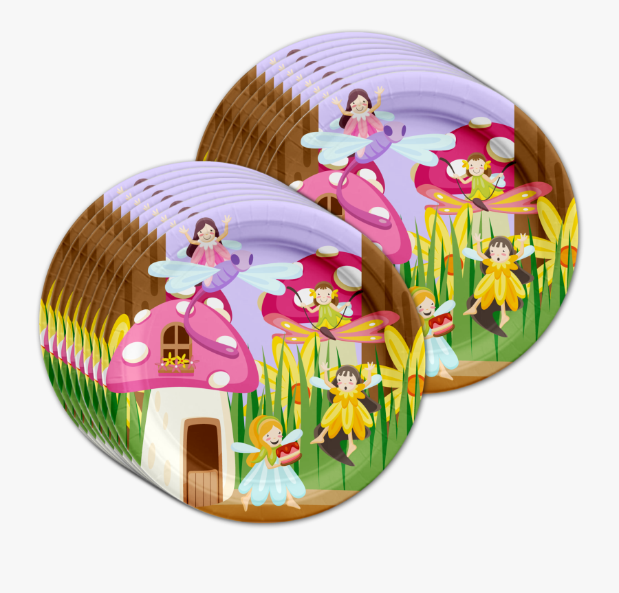 Fairy Garden Birthday Party Tableware Kit For 16 Guests - Illustration, Transparent Clipart