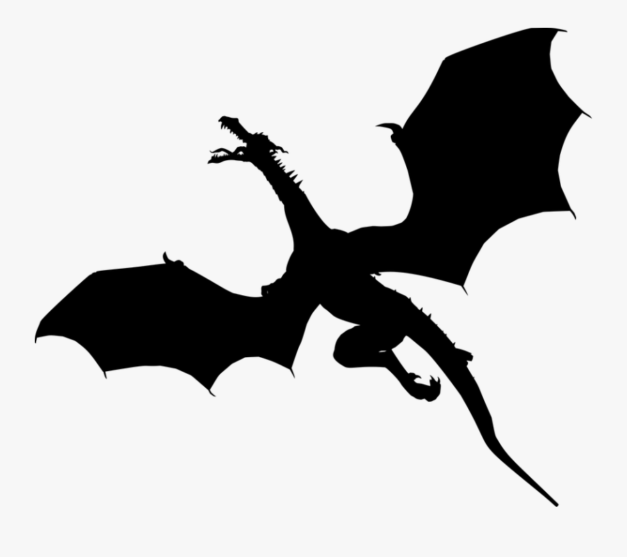 Animal, Beast, Creature, Dragon, Dragons, Drake - Flying Dragon Silhouette Png, Transparent Clipart