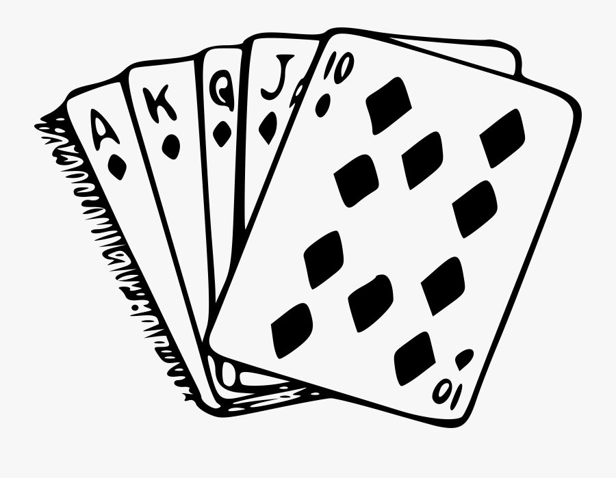 Royal Flush - Poker Cards Black And White, Transparent Clipart