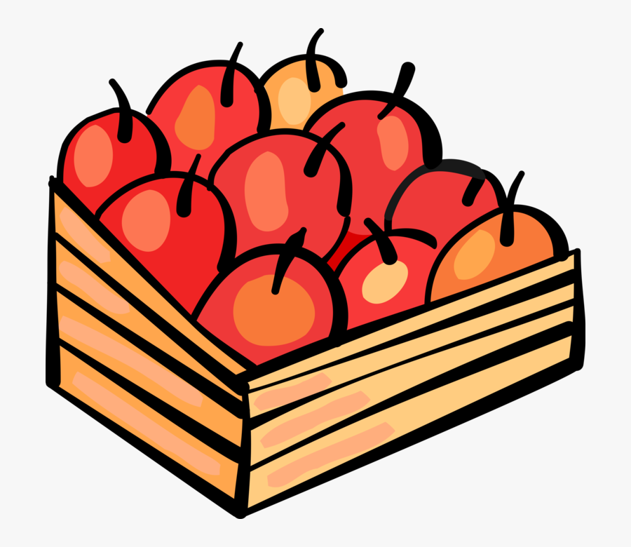 Vector Illustration Of Apple Orchard Fruit Harvest - 10 Apples In A Basket Clipart, Transparent Clipart