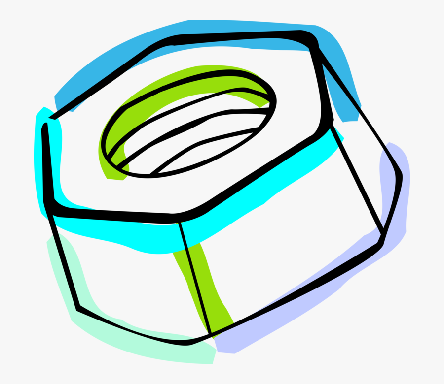 Vector Illustration Of Lock Nut Bolt Threaded Hardware - Nut, Transparent Clipart