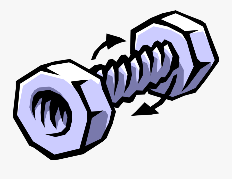 Vector Illustration Of Bolt Threaded Fastener Screw - Work Energy And Simple Machines, Transparent Clipart