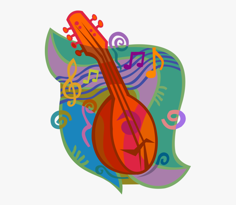 Vector Illustration Of Mandolin Stringed Musical Instrument, Transparent Clipart