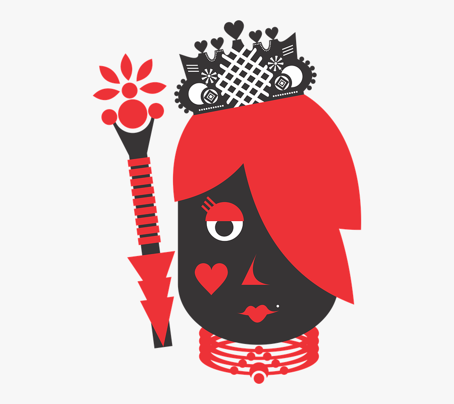 Queen, Hearts, Suit, Crown, Letters, Deck, Game - Queen Letters Cartoon, Transparent Clipart
