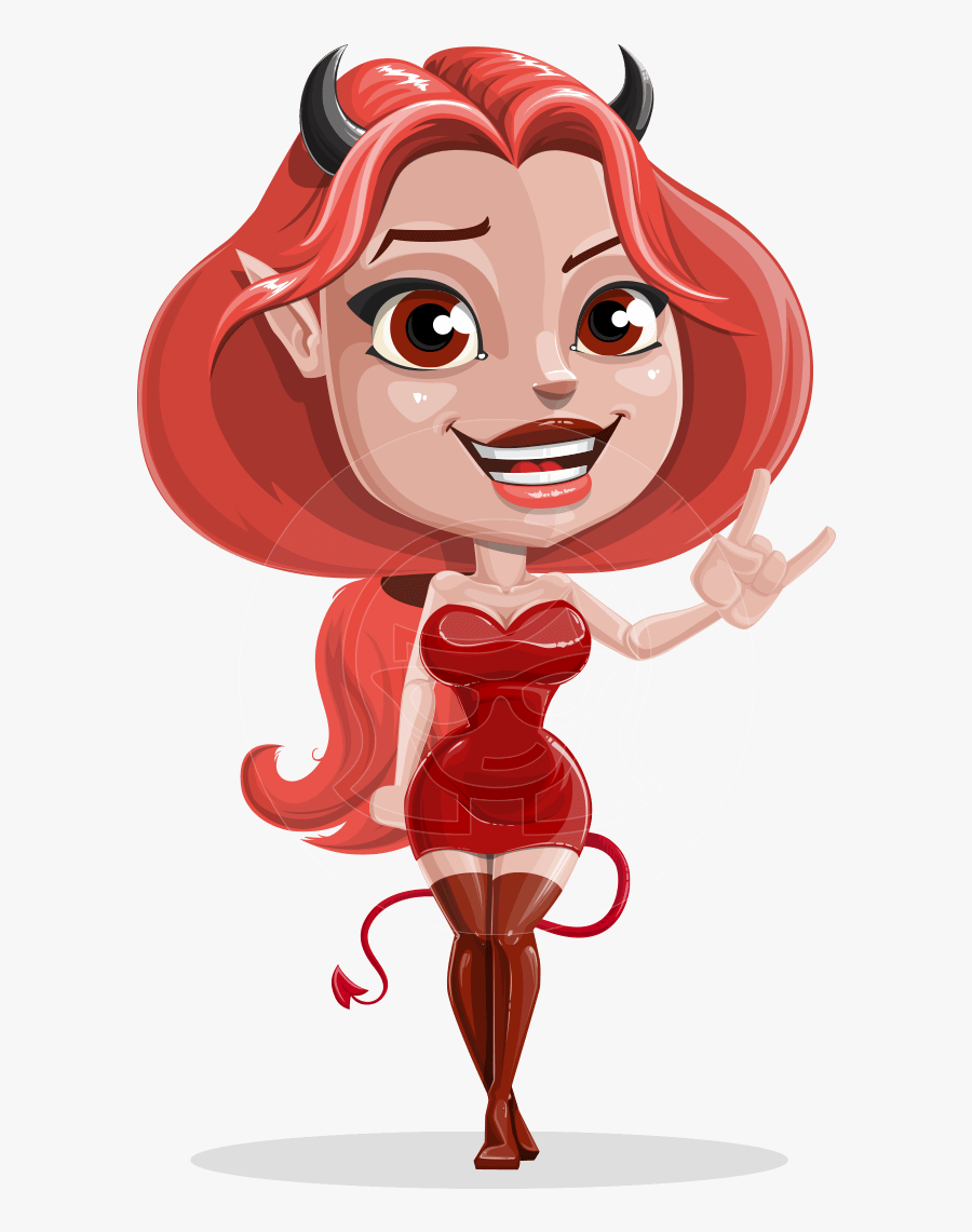 Cute Devil Girl Vector Cartoon Character Aka Sophia - Girl Devil Cartoon Png, Transparent Clipart