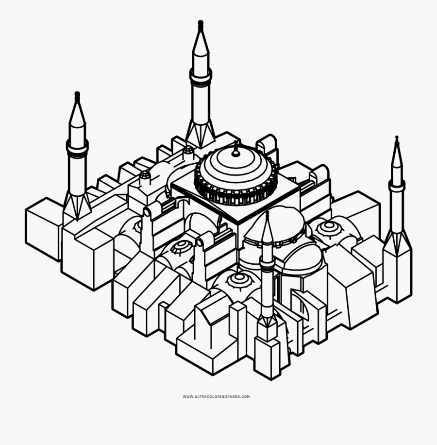 Hagia Sophia Coloring Page - Line Art, Transparent Clipart