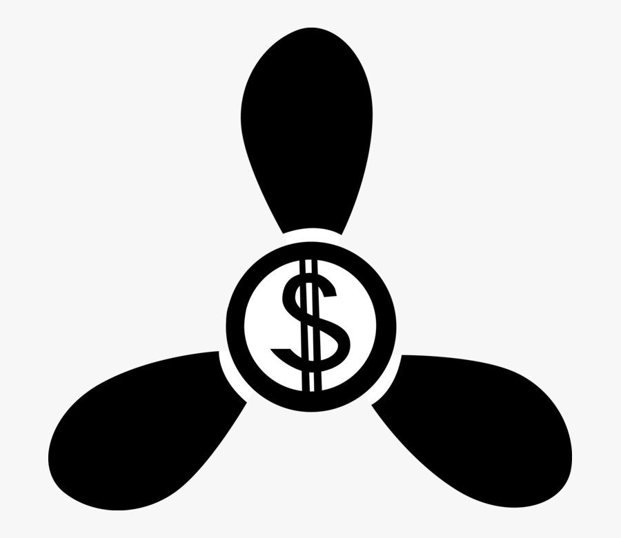 Vector Illustration Of Propeller Fan Blades With Cash - Illustration, Transparent Clipart