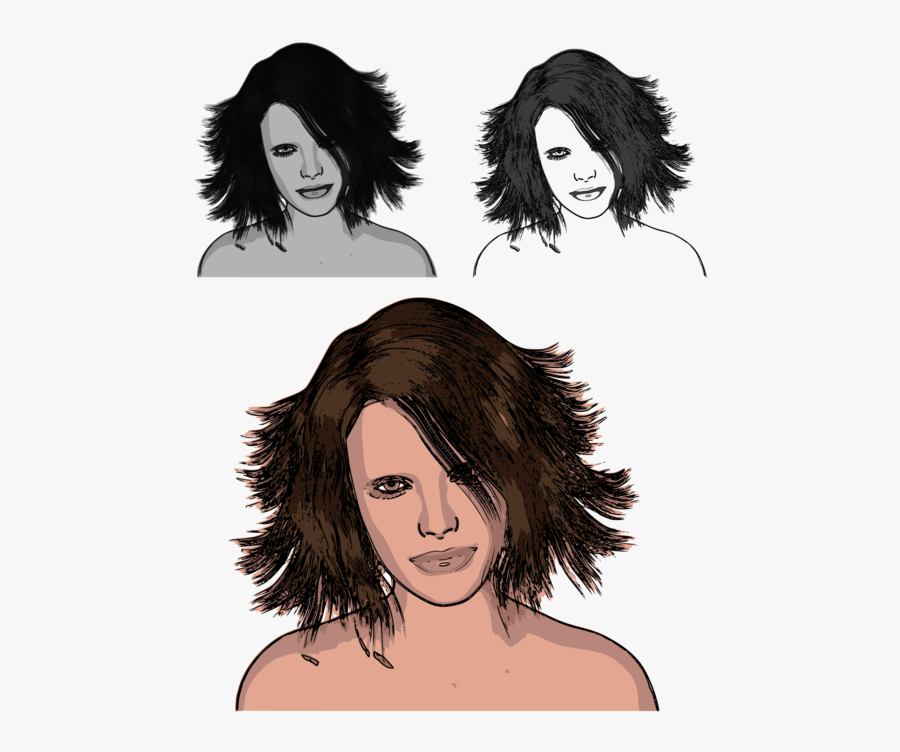 Wig,hairstyle,black Hair - Illustration, Transparent Clipart
