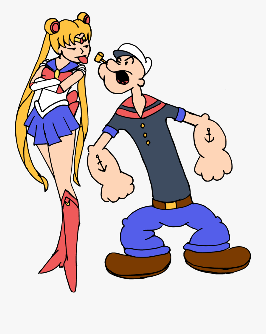 Sailor Moon Vs Popeye The Sailorman - Popeye The Sailor Man & Sailor Moon, Transparent Clipart