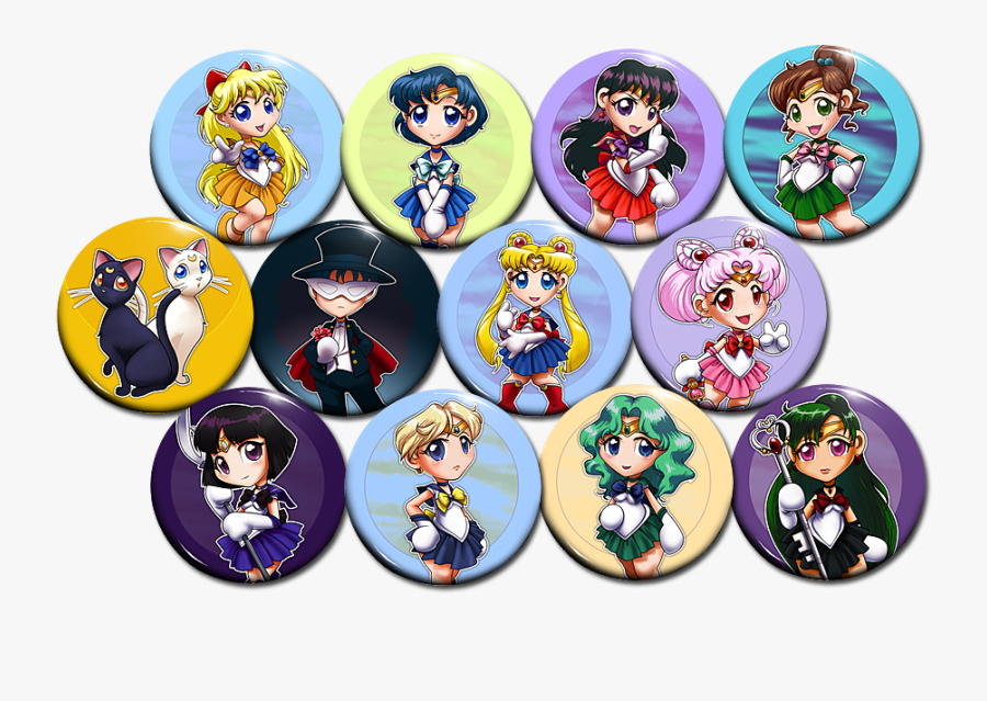 Sailor Moon Button Pin, Transparent Clipart