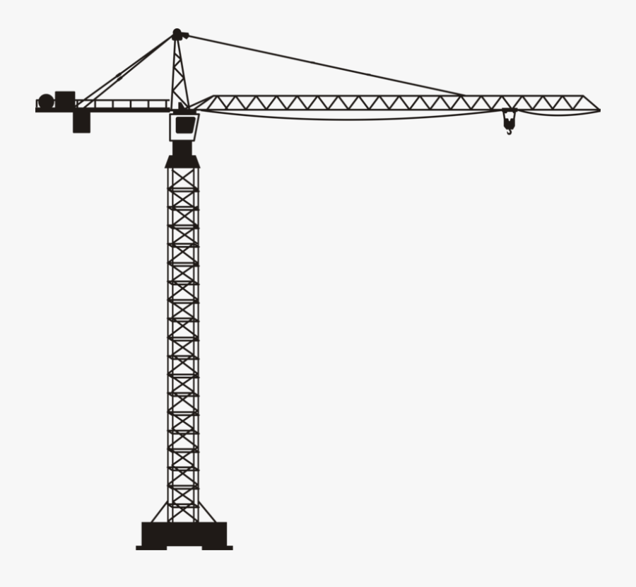 Line,black And White,area - Tower Crane Vector Png, Transparent Clipart