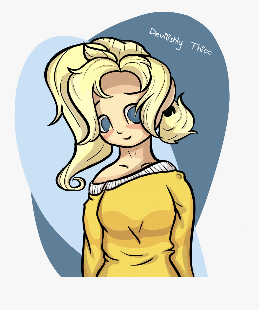 I Got Bored And Drew Mercy With A Bun And Jumper - Cartoon, Transparent Clipart