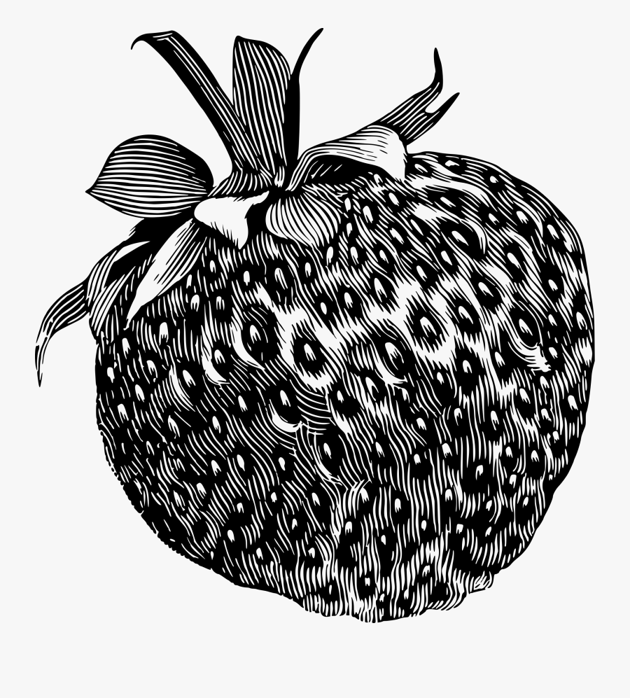 Strawberry 2 Clip Arts - Black And White Strawberry, Transparent Clipart
