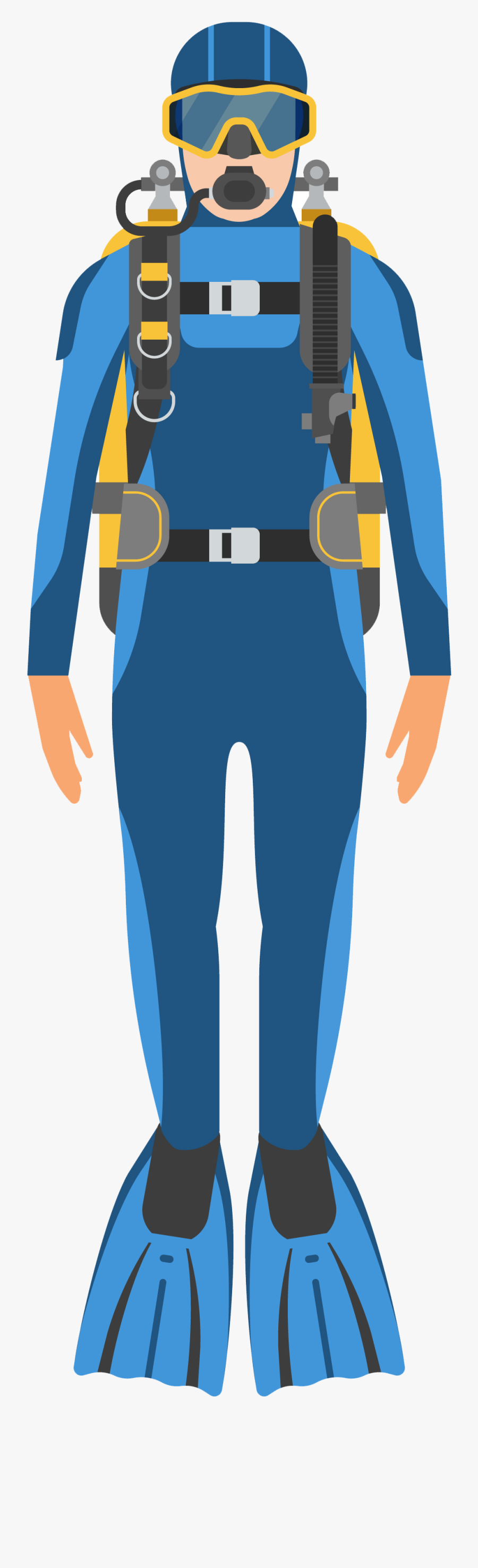 Scuba Diver Standing Up Clip Art, Transparent Clipart