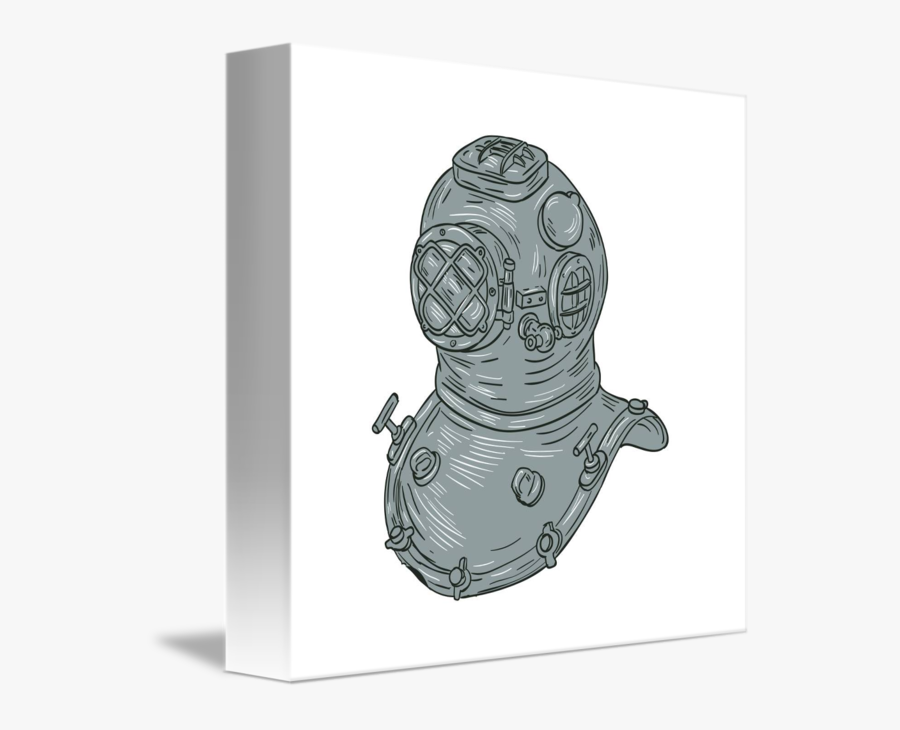 Old School Diving Helmet Drawing - Illustration, Transparent Clipart