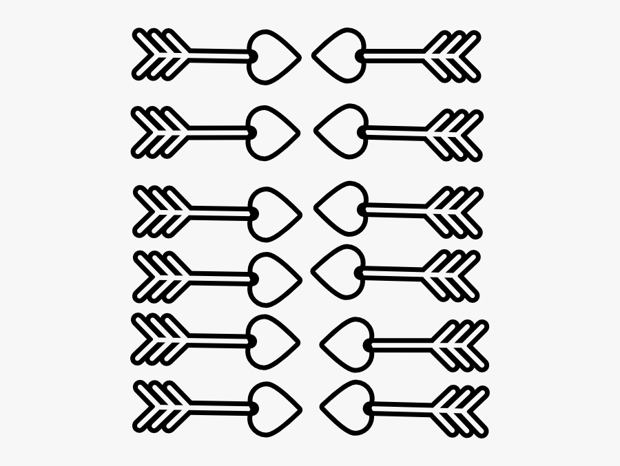 Valentines Arrow Line Art, Transparent Clipart