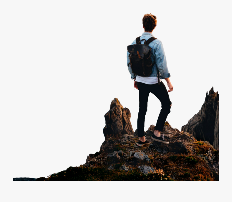 Man Stood On Cliff, Transparent Clipart