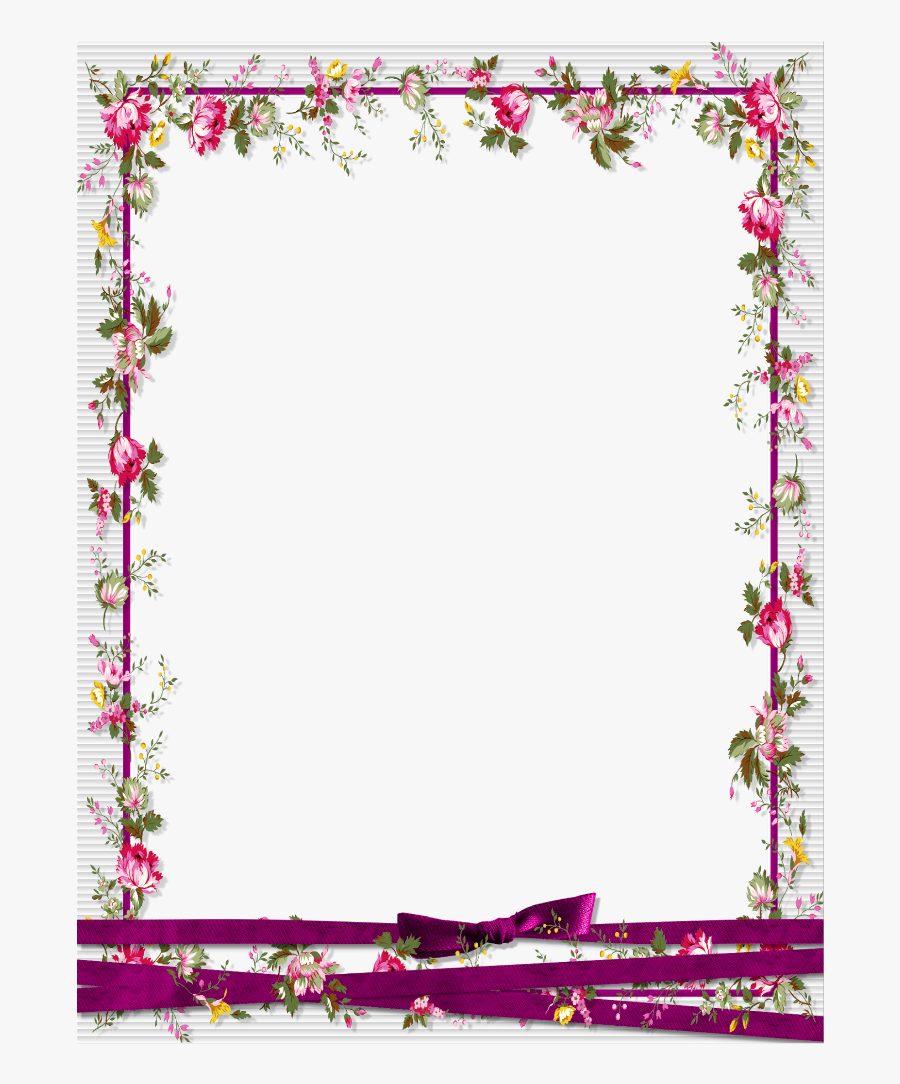 #mq #flowers #flower #bow #bows #ribbon #pink #frames - Frame Background Border Design, Transparent Clipart