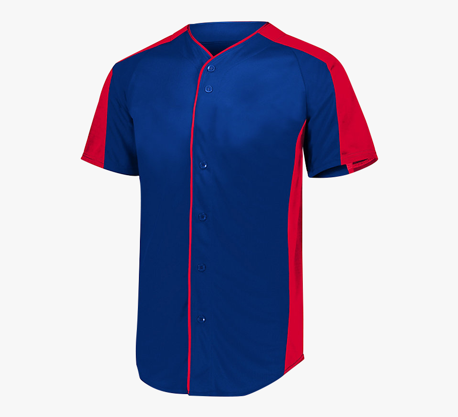 Full Button Baseball Jersey 1655 Navy Red, Transparent Clipart