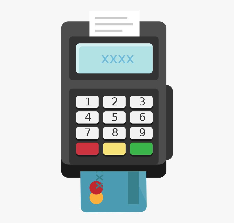 Card Terminal Pos Flat Icon Vector - Credit Card Pos Icon, Transparent Clipart
