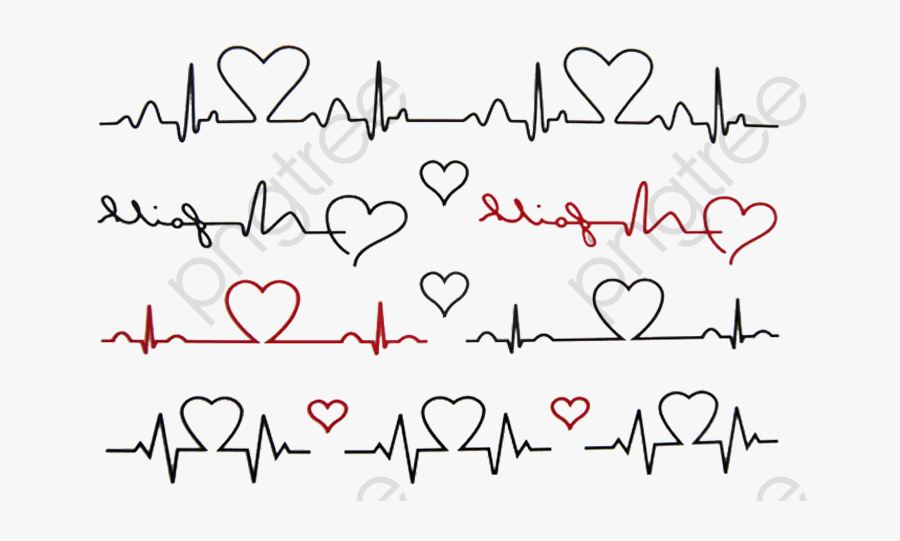 Love Line Heartbeat - Ecg With Heart Tattoo Designs, Transparent Clipart