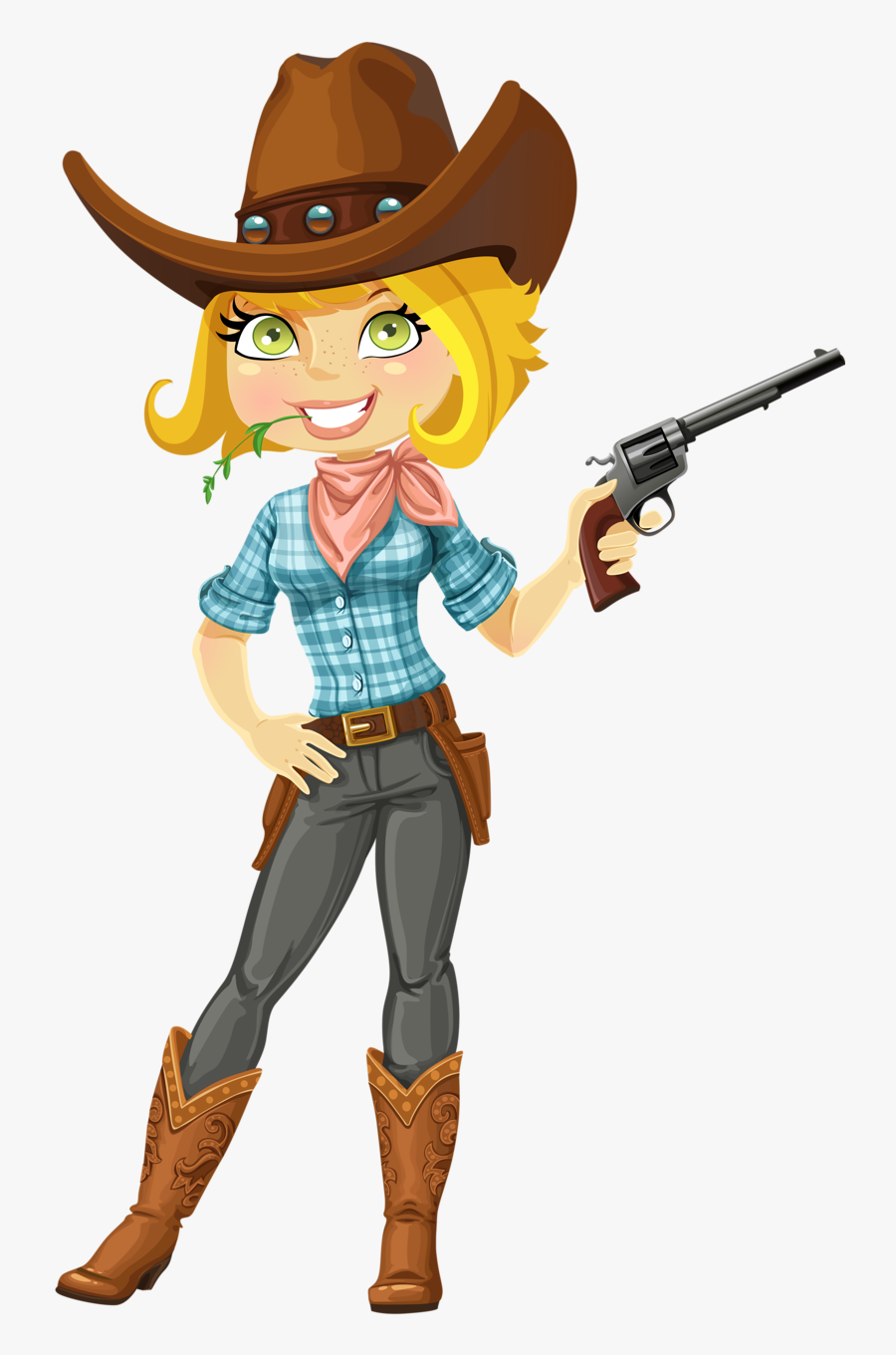Cowboy Clipart Family - Cute Cowgirl Cartoon, Transparent Clipart