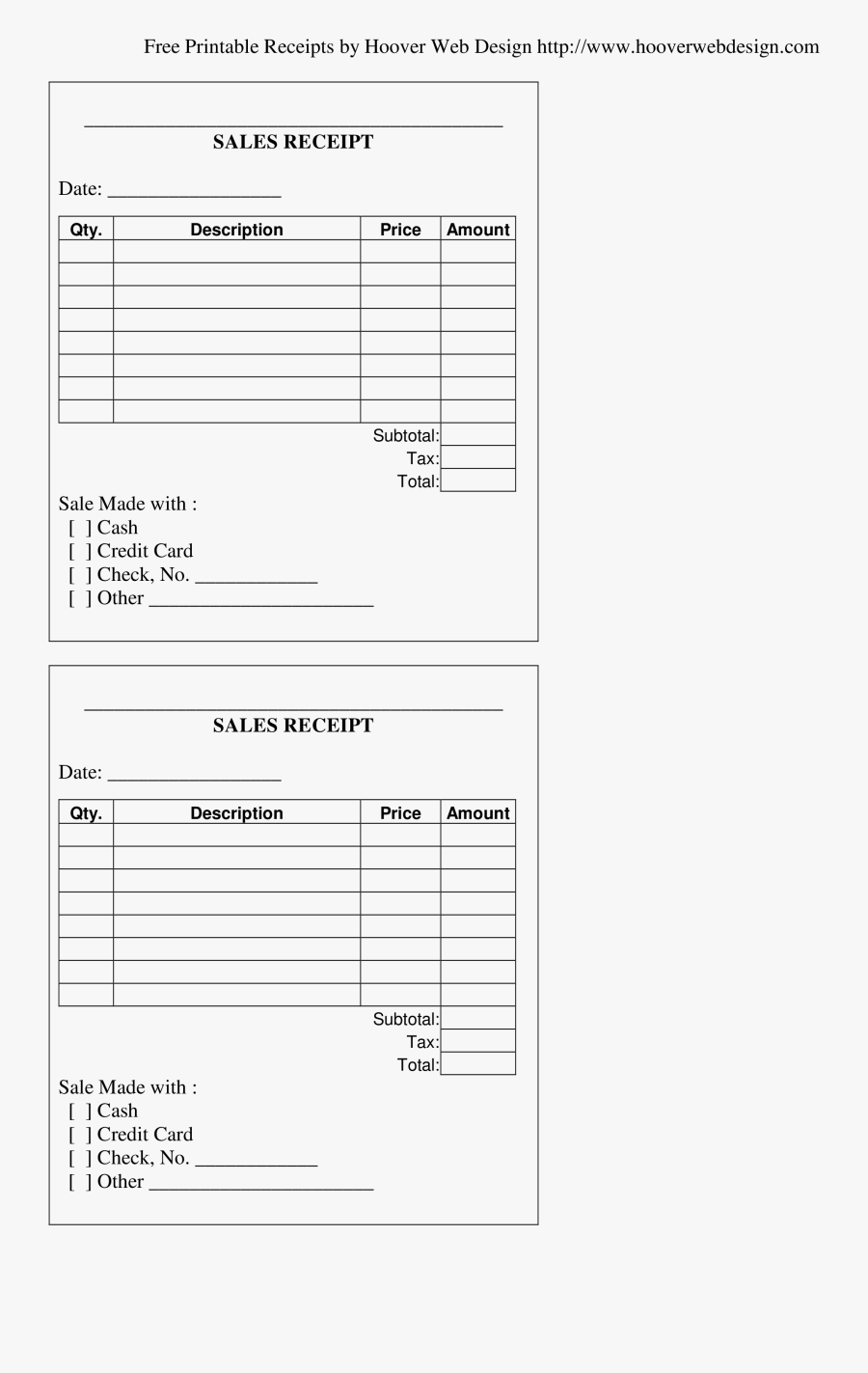 Furniture Store Receipt Template